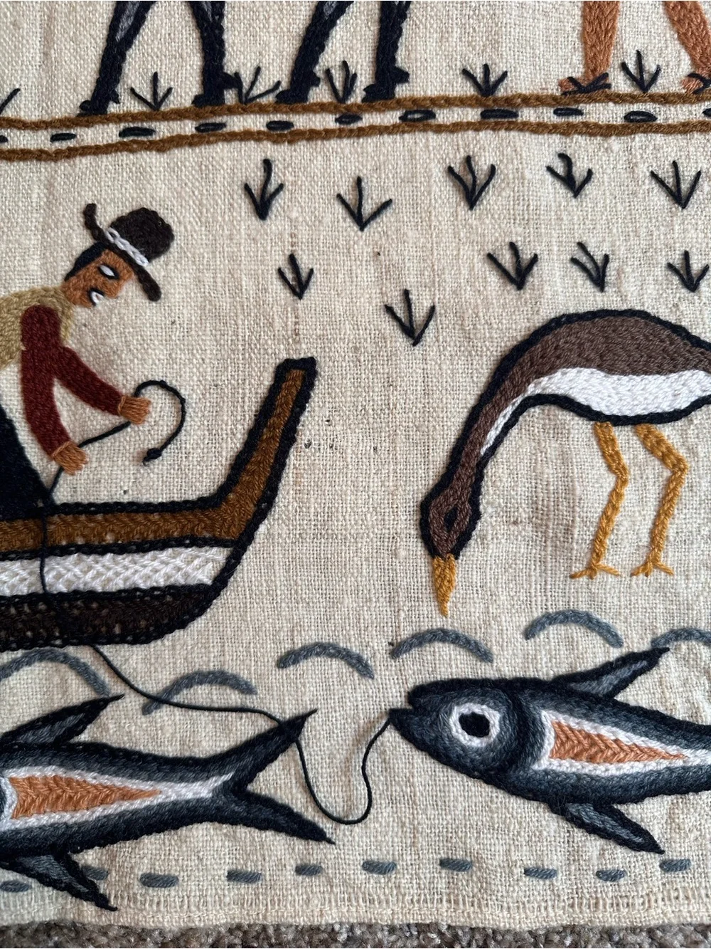 Handmade Ivory And Earth-Tone Peruvian Wall Hanging
